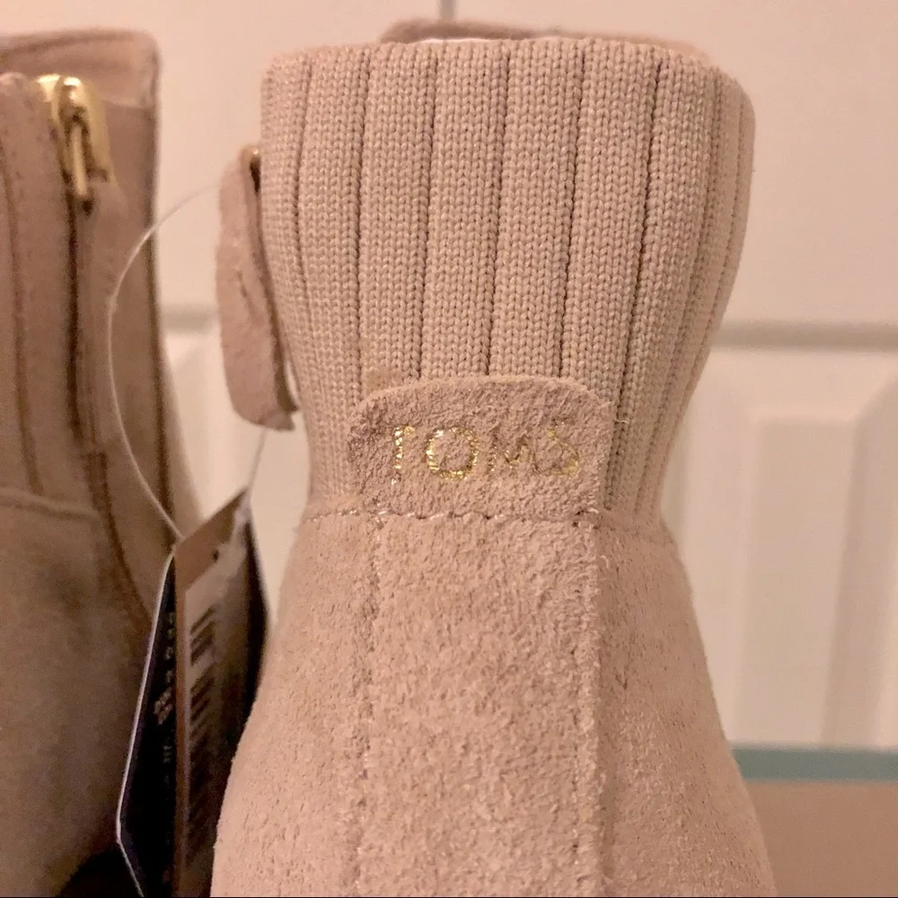 TOMS Suede Wedge Fall Bootie Taupe Beige Tan, Sizes 8 and 9 - Picture 5 of 7